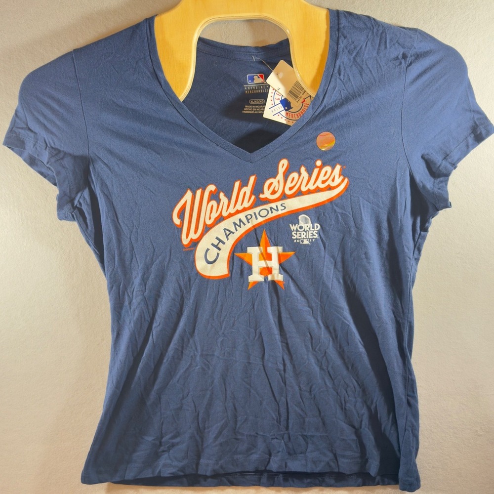 510 | NWT Houston Astros MLB World Series Champions Women's Blue V-Neck Tee XL